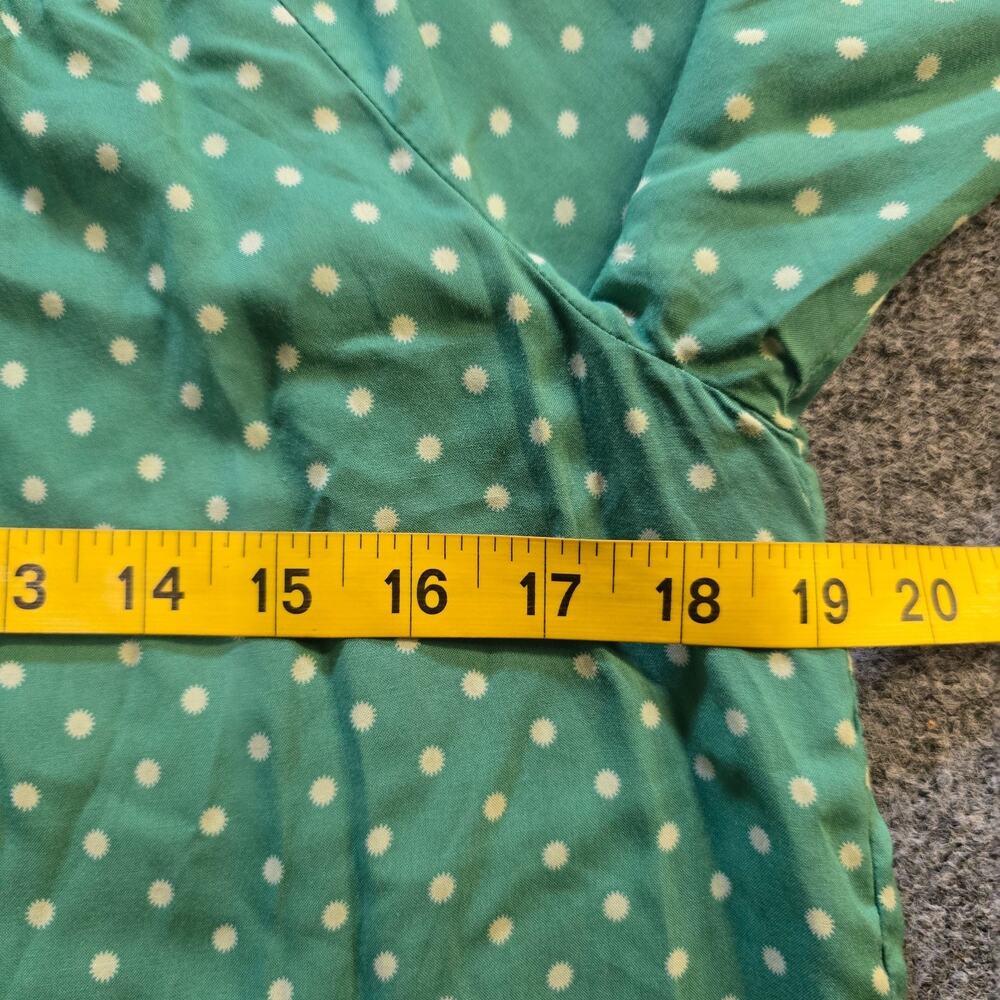Maeve Top Womens Size Small Green Polka Dot Button Up Long Sleeve Career Casual - Picture 7 of 11